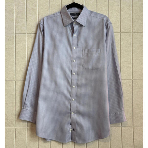 Hart Schaffner Marx Other - Hart Schaffner Marx Men's Dress Shirt 15.5 / 33 Purple‎ Check Pima Cotton